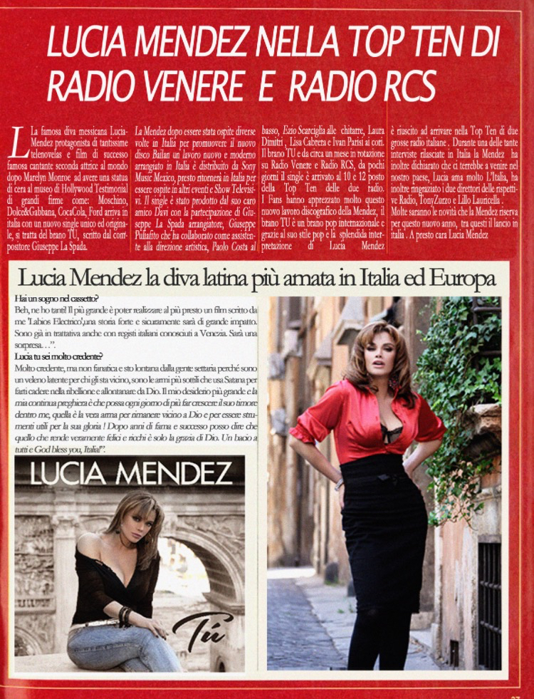 Lucia Mendez en los top 10 de Italia!